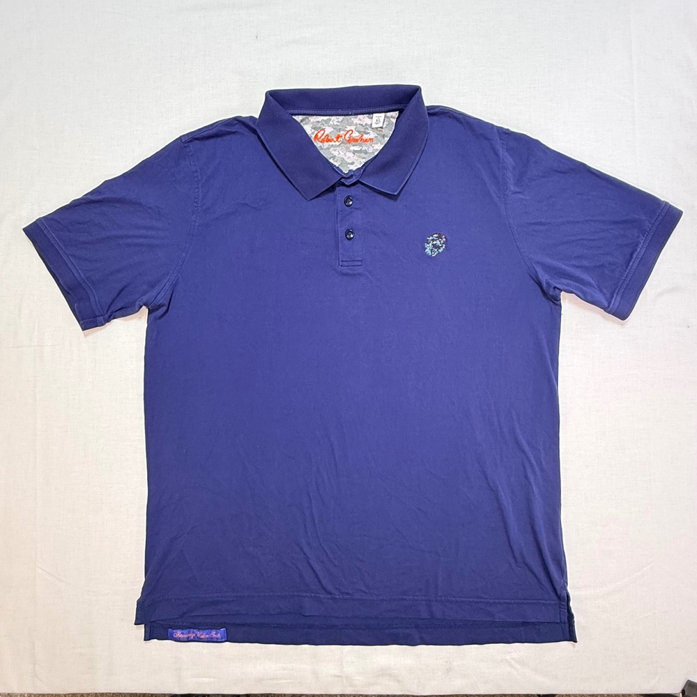 Robert Graham Mens XL Purple Supima Cotton‎ Polo Shirt Skull Logo Classic Fit